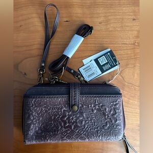 The Sak Iris Embossed Floral Leather Wallet - Deep Mauve